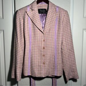VINTAGE Terry Lewis • Tweed Blazer Jacket • Purple Yellow Green • Lined • Small